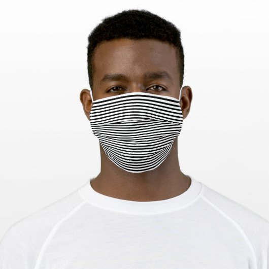 Black and White Stripe Pattern Adult Cloth Face Mask (Worn)