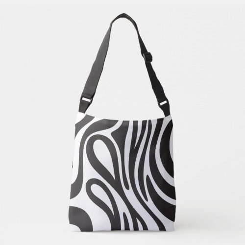 Black and White Stripe Pattern All over print Crossbody Bag