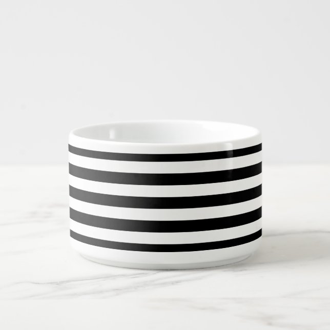 Black and White Stripe Pattern Bowl (Center)