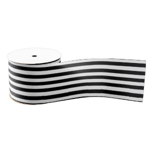 Black and White Stripe Pattern Grosgrain Ribbon