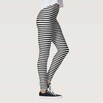 Black And White Stripe Pattern Leggings by allpattern at Zazzle