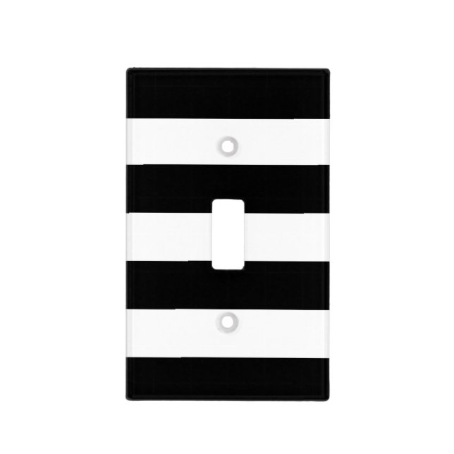 Black And  White Stripe Pattern Light Switch Cover (Front)