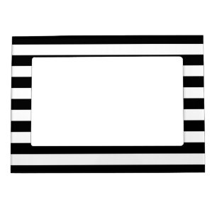 Black and White Stripe Pattern Magnetic Photo Frame
