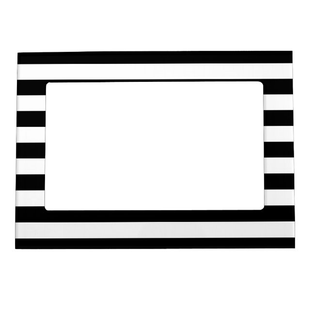 Black and White Stripe Pattern Magnetic Photo Frame (Front)