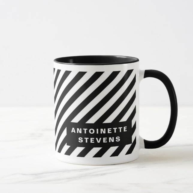 Black and White Stripe Pattern Mug (Right)
