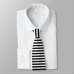 Black and White Stripe Pattern Neck Tie