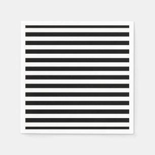 Black and White Stripe Pattern Paper Napkins