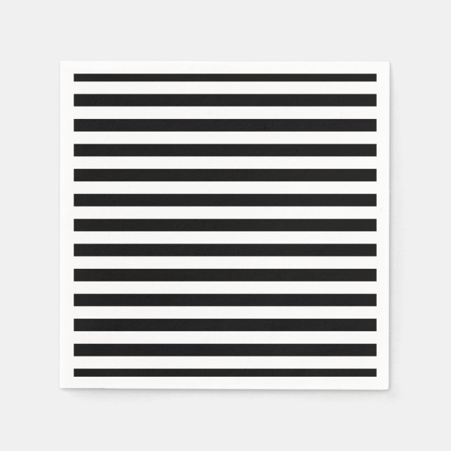 Black and White Stripe Pattern Paper Napkins (Front)