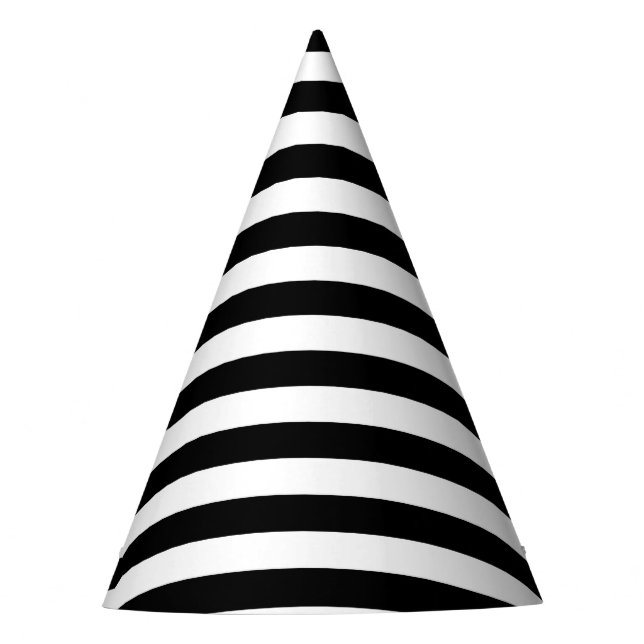 Black and White Stripe Pattern Party Hat (Front)