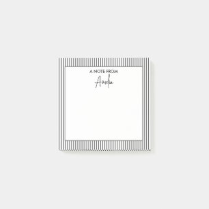 Black and White Stripe Pattern Personalized Name Post-it Notes
