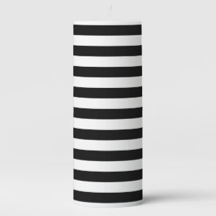 Black and White Stripe Pattern Pillar Candle