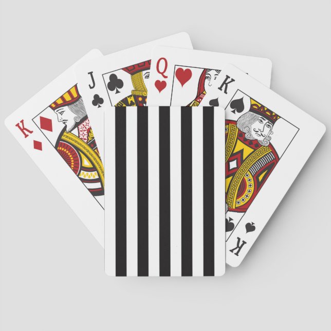Black and White Stripe Pattern Poker Cards (Back)
