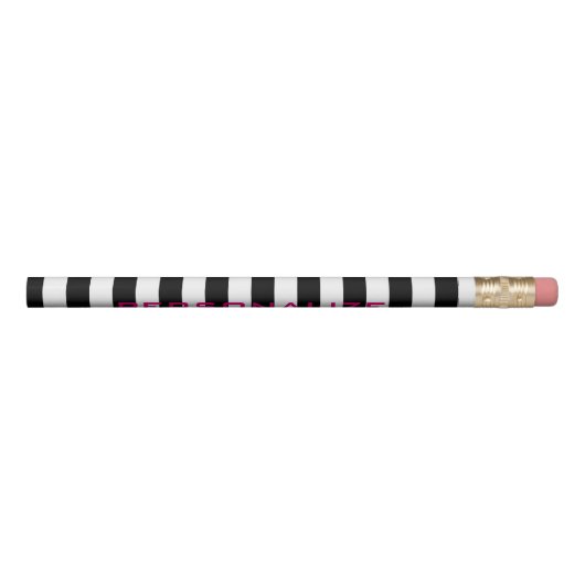 Black and white stripe pencils with custom name (Rotated 270)