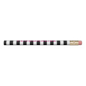 Black and white stripe pencils with custom name (Rotated 90)