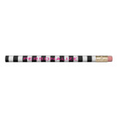 Black and white stripe pencils with custom name (Front)