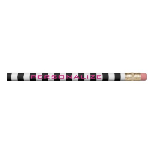 Black and white stripe pencils with custom name