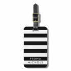 Black and White Stripe Personalized Luggage Tag