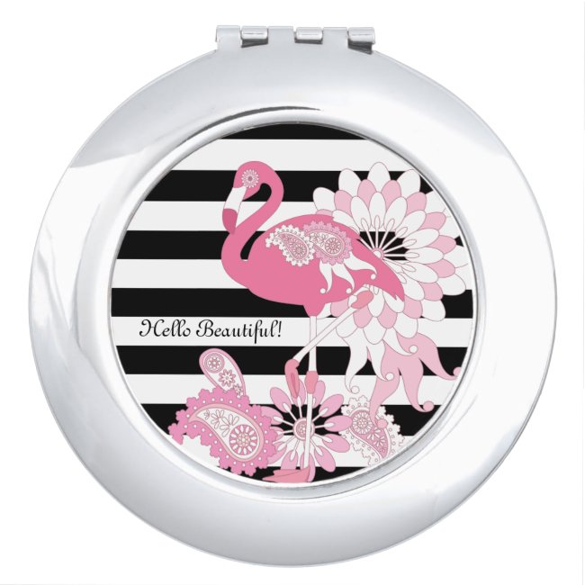 Black and White Stripe Pink Flamingo Custom
