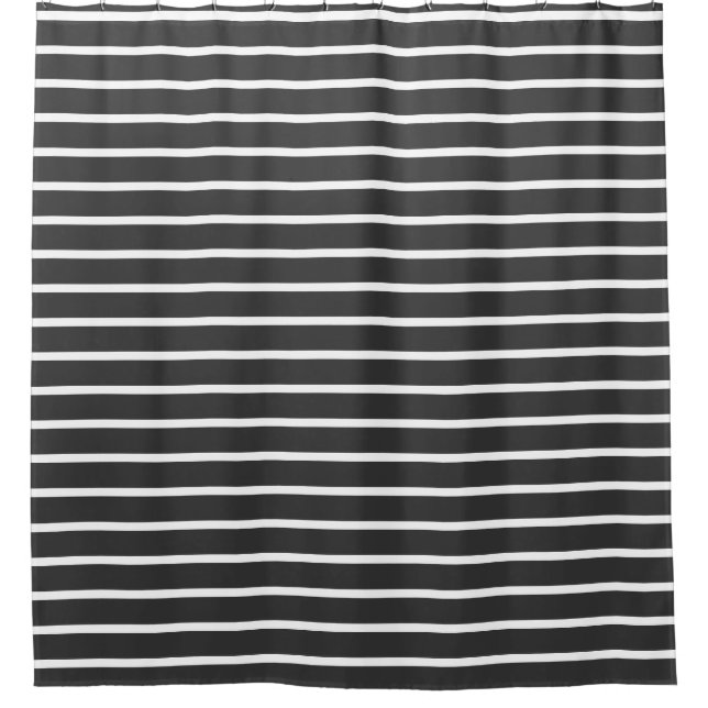 Black and White Stripe Shower Curtain (Front)