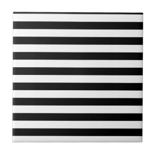 Black and White Stripe   Striped Design Ceramic Tile