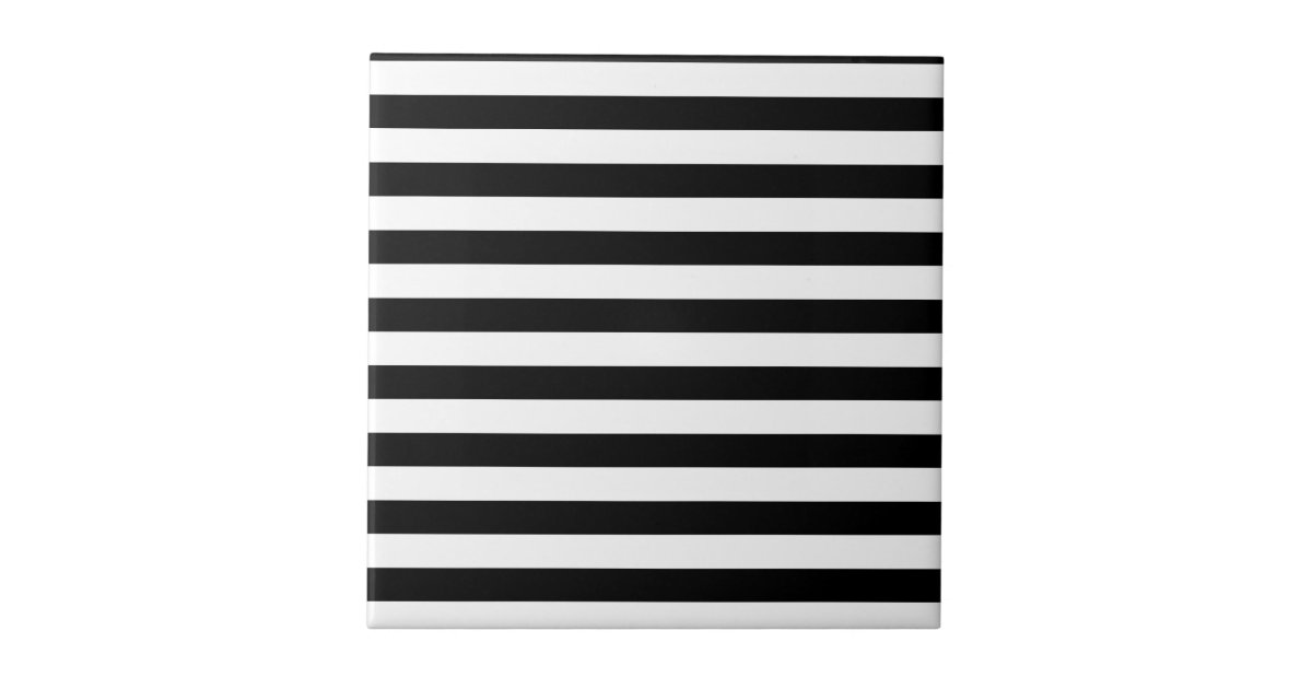 Black and White Stripe | Striped Design Ceramic Tile | Zazzle