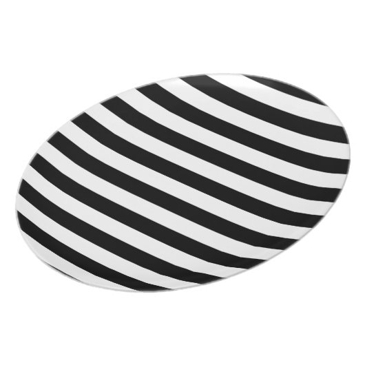 Black and White Stripe | Striped Design Dinner Plate (Left Side)