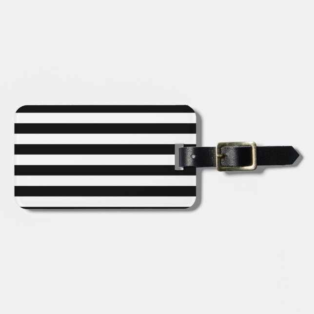 Black and White Stripe | Striped Design Luggage Tag (Front Horizontal)