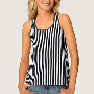 Black And White Stripe Stylish Sleeveless  Tank Top