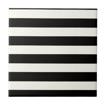 Black And White Stripe Tile by DesignTrax at Zazzle