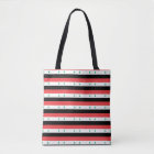 Black and White Stripe w/Green Stars Tote Bag