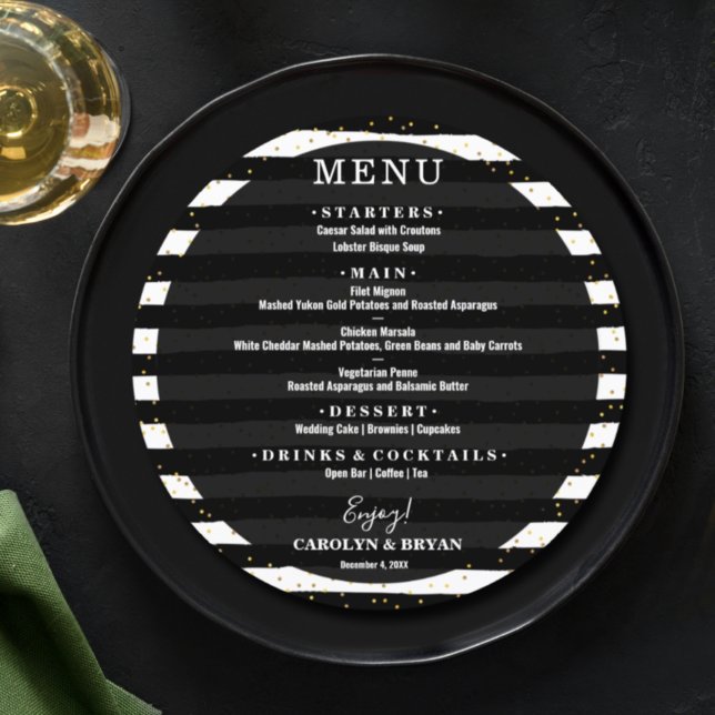Black and White Stripe Wedding Menu (Creator Uploaded)