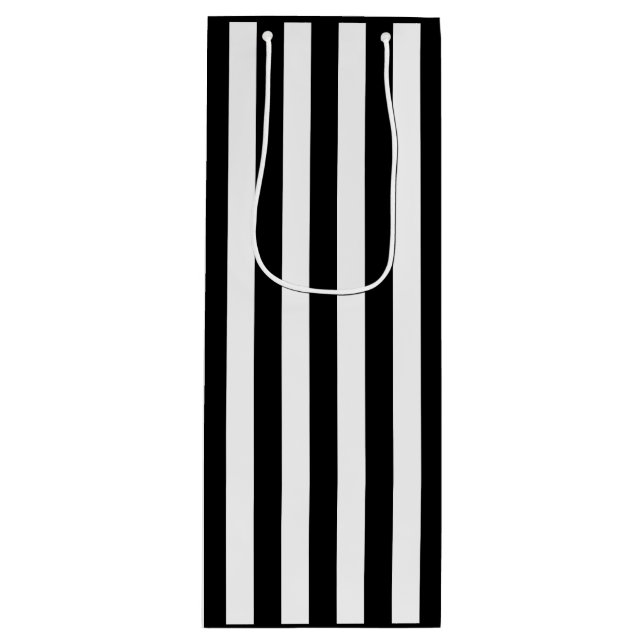 Black and White Stripe Wine Gift Bag (Front)