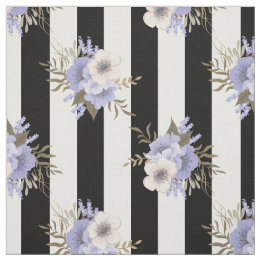 Black and White Stripe with Blue and Cream Floral Fabric