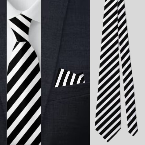 Black And White Striped Abstract Pattern Neck Tie