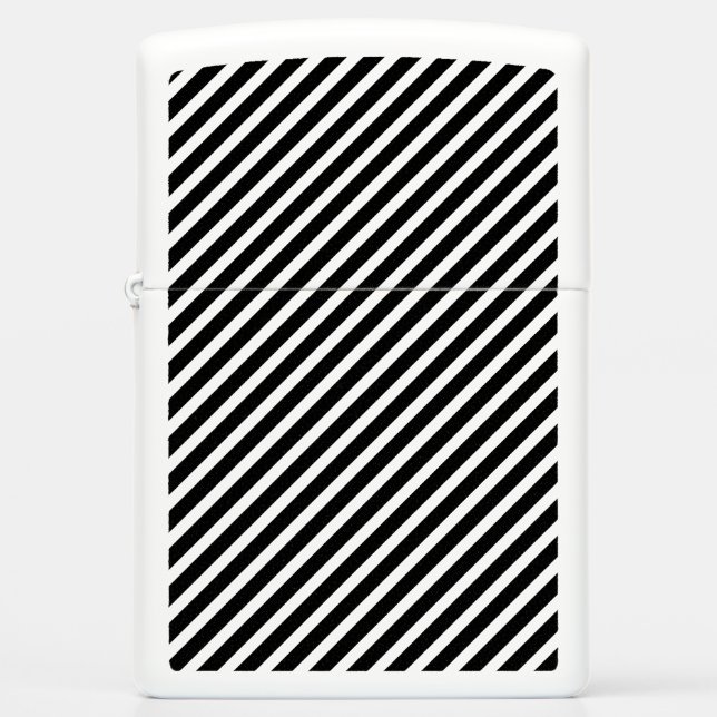 Black And White Striped Abstract Pattern  Zippo Lighter (Front)