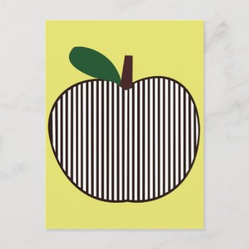 Black And White Striped Apple Postcard by Tissling at Zazzle
