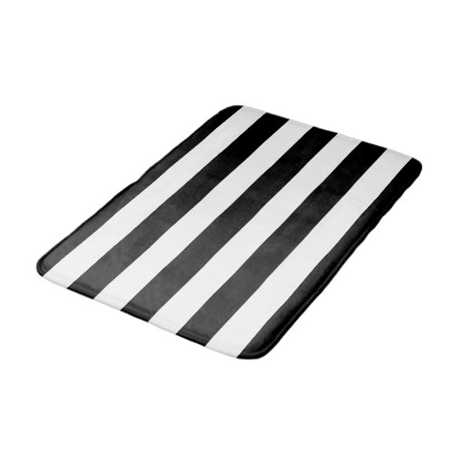 Black and White Striped Bath Mat Zazzle