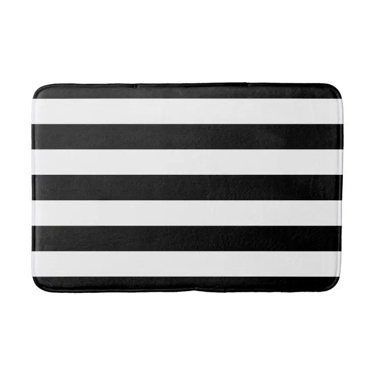 Black and White Striped Bath Mat Zazzle
