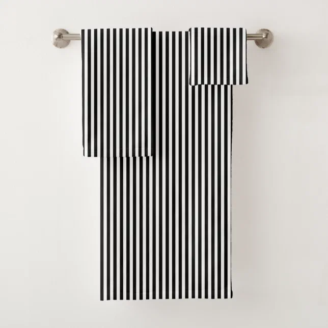 Black and White Striped Bath Towel Set | Zazzle
