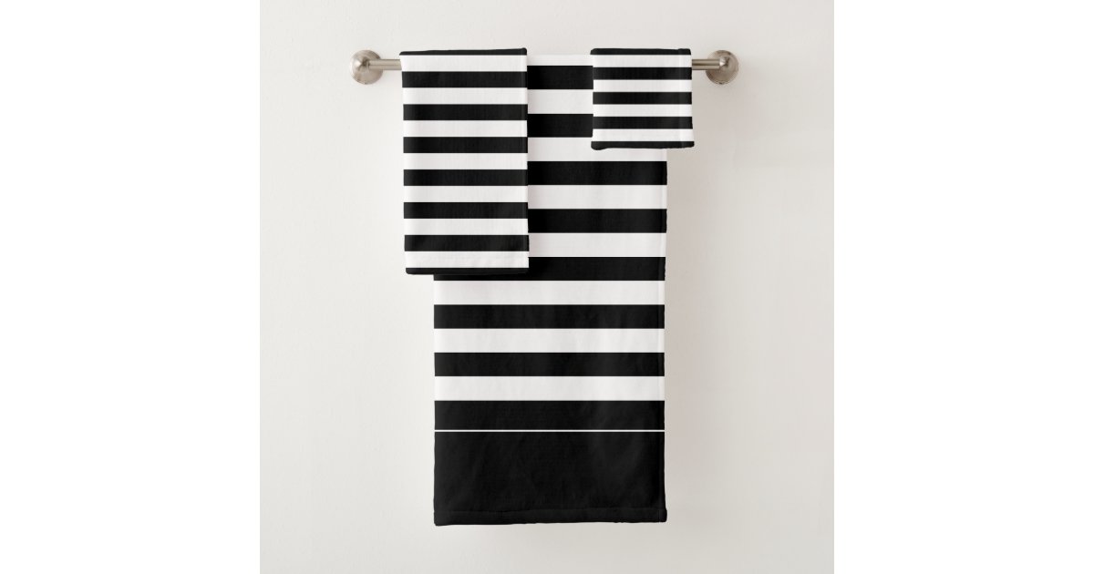 Black And White Striped Bath Towel Set Zazzle Com