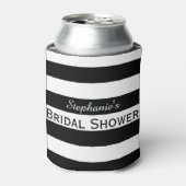 Black and White Striped Bridal Shower Can Cooler (Can Front)