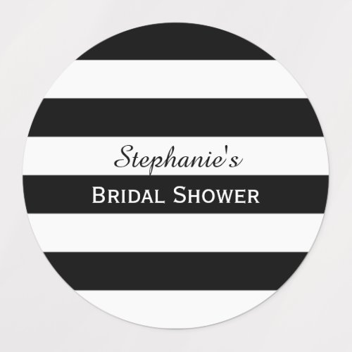 Black and White Striped Bridal Shower Labels