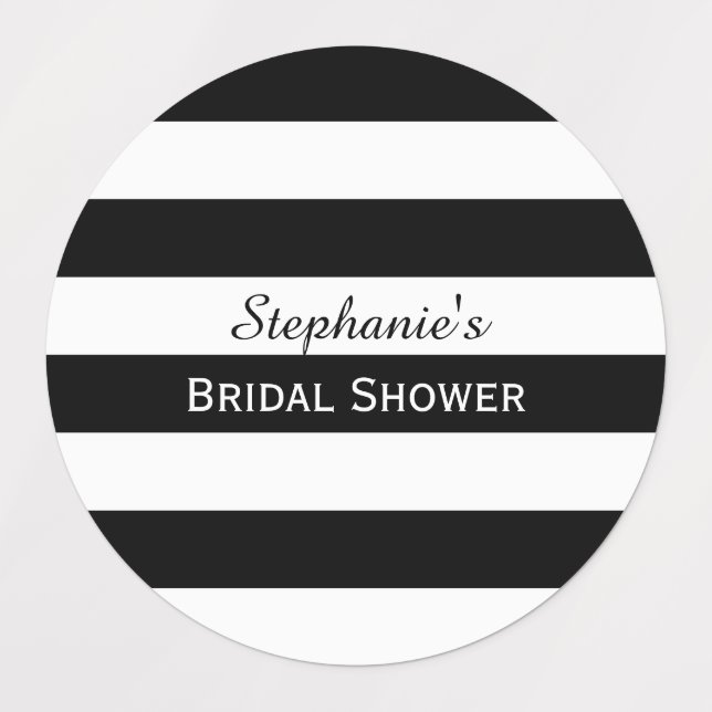 Black and White Striped Bridal Shower Labels (Design 3)