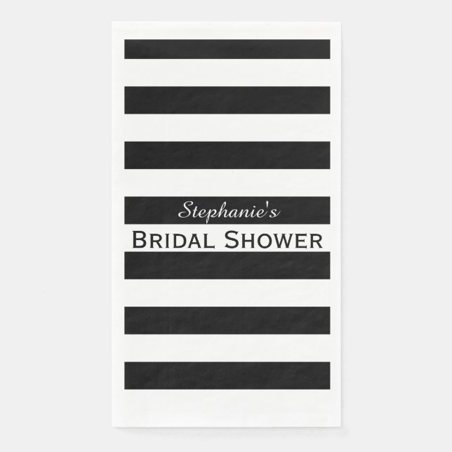 Black and White Striped Bridal Shower Paper Guest Towels (Front)