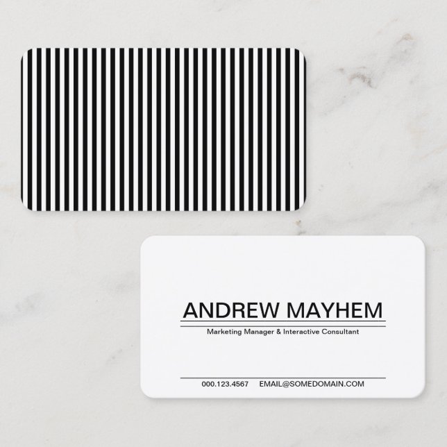 black and white striped business card (Front/Back)