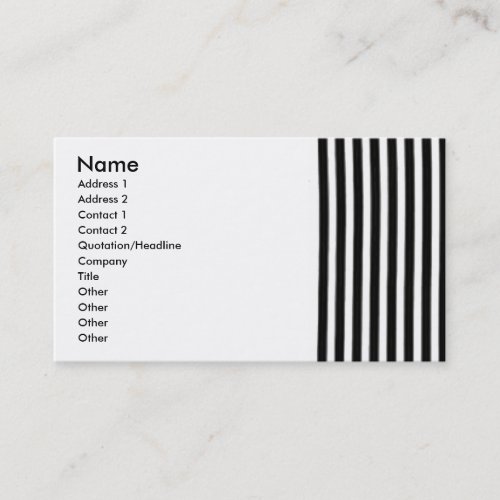Black and white striped business card