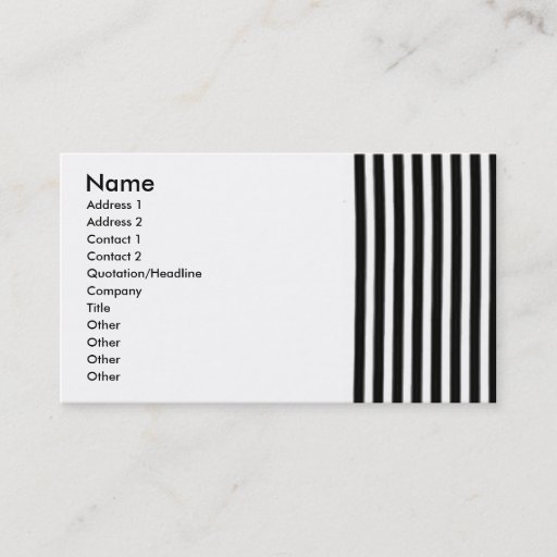 Customizable Black and white striped business card