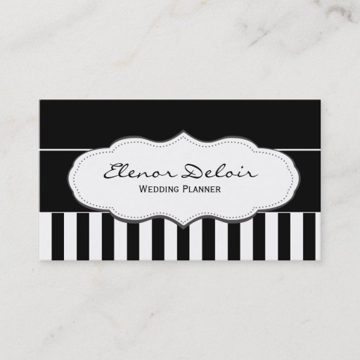 Customizable Black and White Striped Business Cards