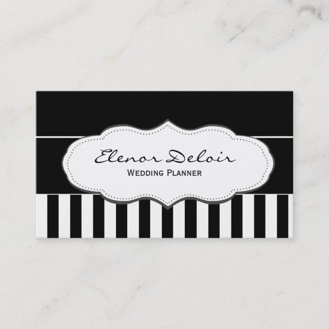 Black and White Striped Business Cards (Front)