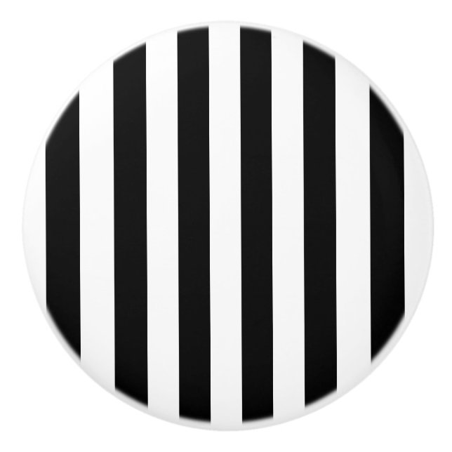 Black and White Striped Ceramic Knob (Front)